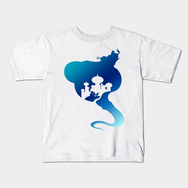 Aladdin Silhouette Blue Kids T-Shirt by Nykos